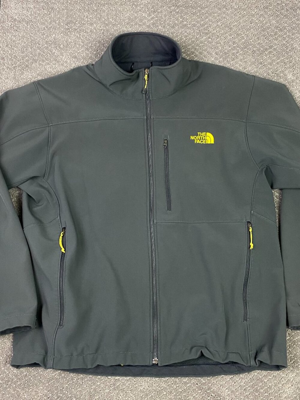 The North Face Apex Bionic Soft Shell Jacket Mens XL Gray Neon Yellow